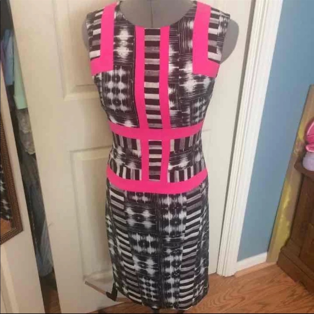 ✨Bcbg Modern Stripe Pink & Black Chic Dress✨